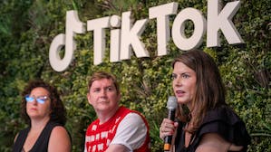 Kate Jhaveri, global head of marketing for TikTok, speaks in Cannes Monday. Photo by Getty. 