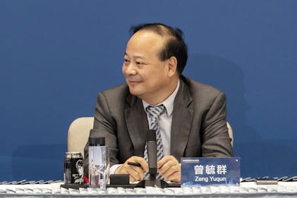 Zeng "Robin" Yuqun, CEO of CATL, the world's largest battery company. Photo: Qilai Shen/Bloomberg