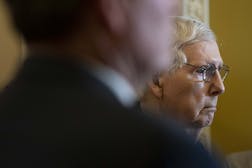 The debt limit bill goes now to the Senate, where Minority Leader Mitch McConnell, above, said he will vote yes. Photo: Sarah Silbiger/Bloomberg